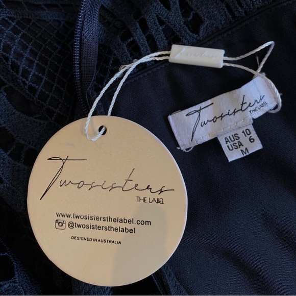 TWO SISTERS THE LABEL TARA DRESS LACE MINI DRESS IN DARK BLUE - Picture 10 of 16